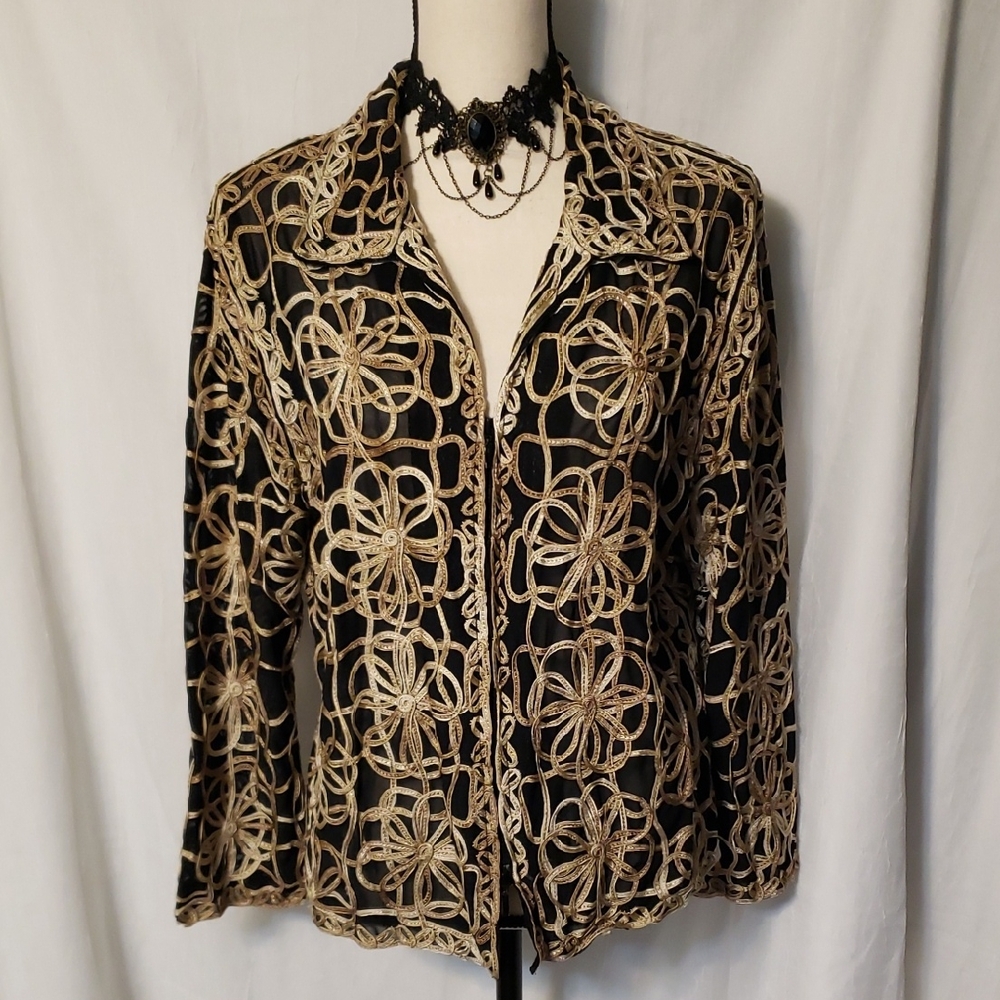Black & Cream Embroidered Jacket XL